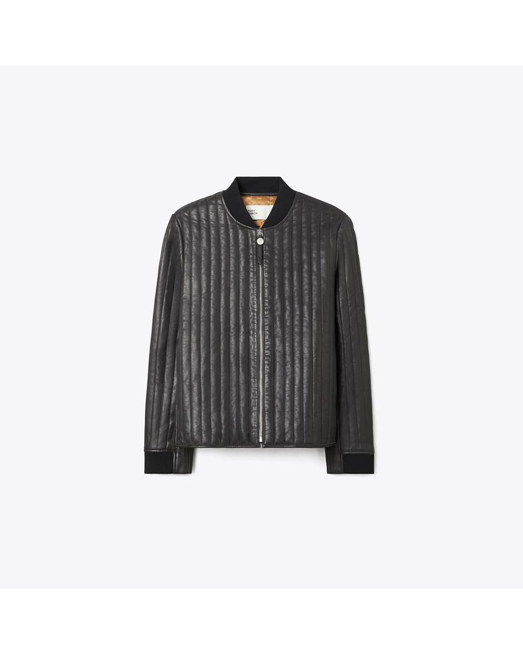 Tory Burch Black Leather Quilted Jacket