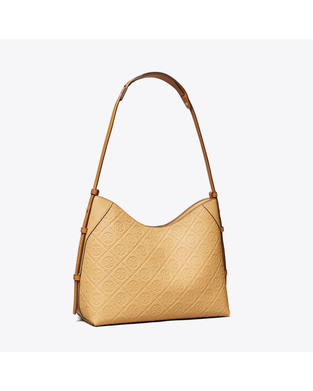 Tory Burch Natural T Monogram Pebble Messenger