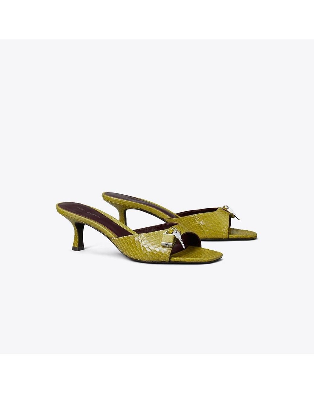 Tory Burch Yellow Lock Kitten Heel Sandal