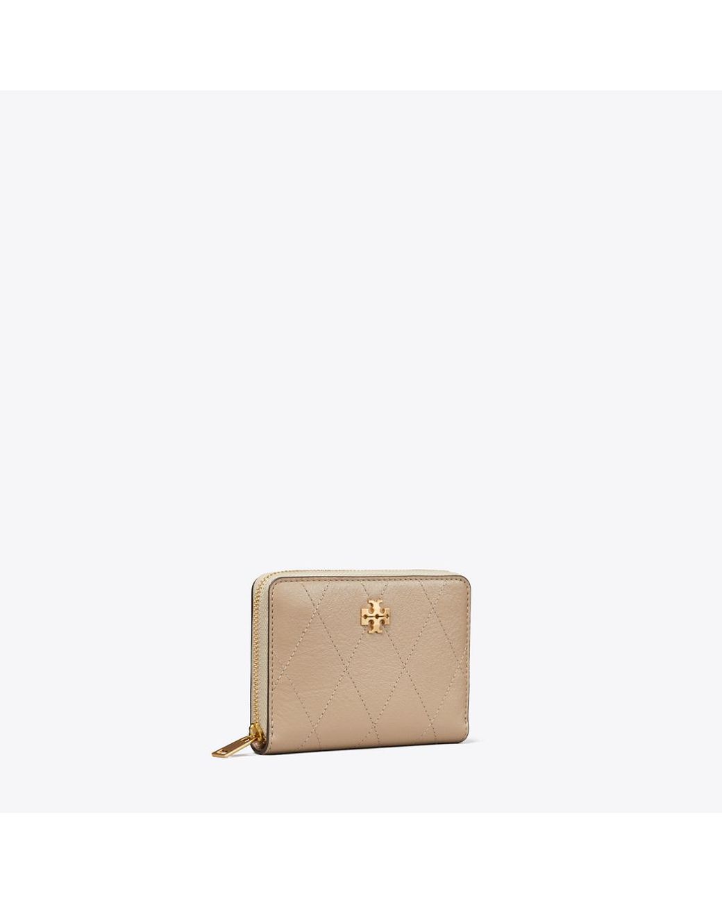 Tory Burch Natural Small Charlie Quilted Zip-Around Wallet