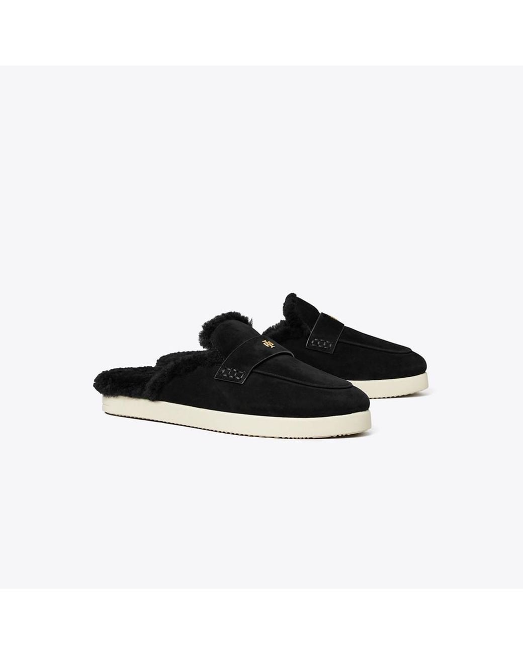Tory Burch Black Ballet Sport Shearling Mule