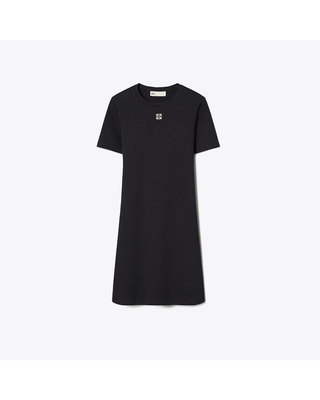 Tory Burch Black Ribbed Cotton T-Shirt Dress