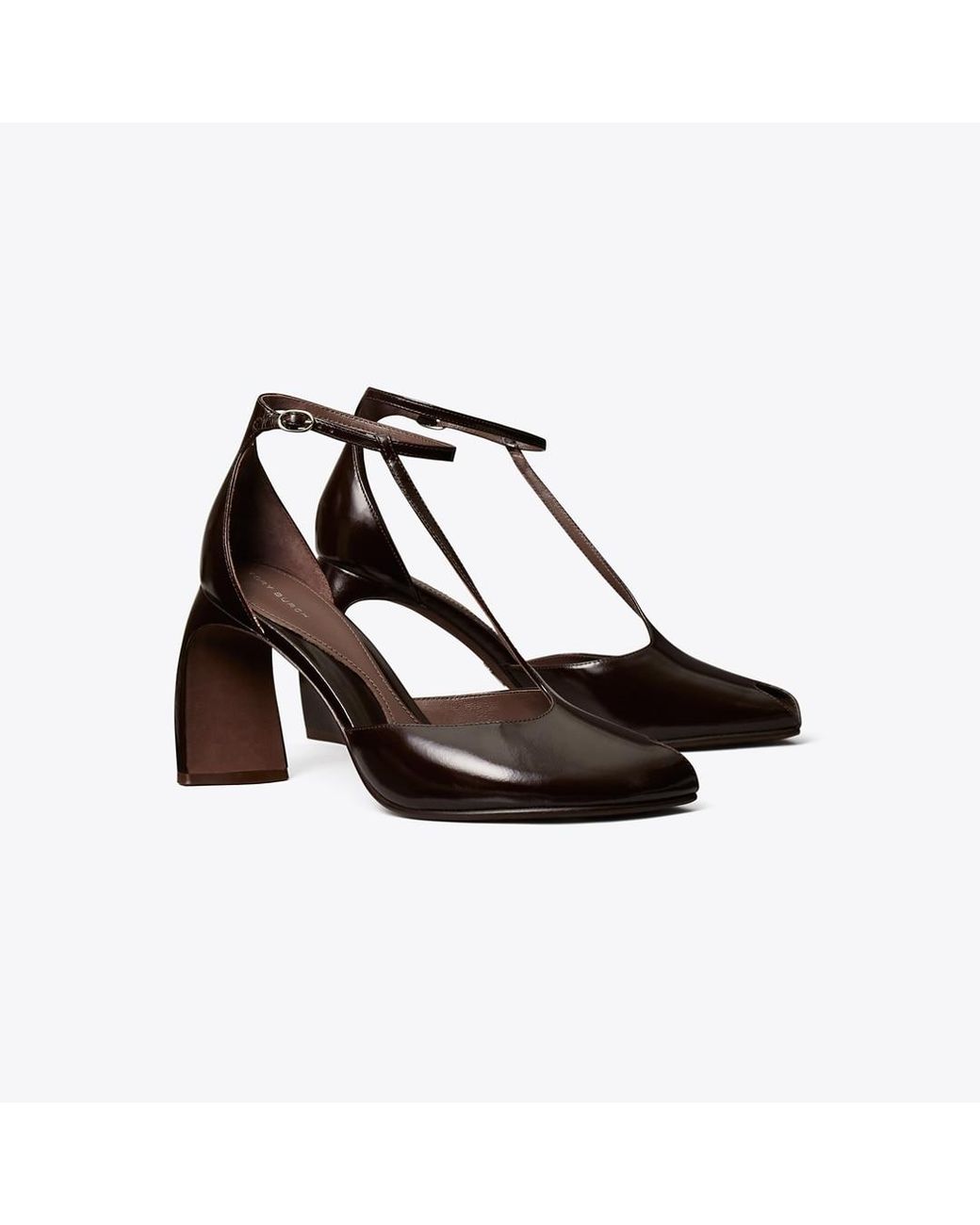 Tory Burch Black Peep-Toe T-Strap Heeled Sandal