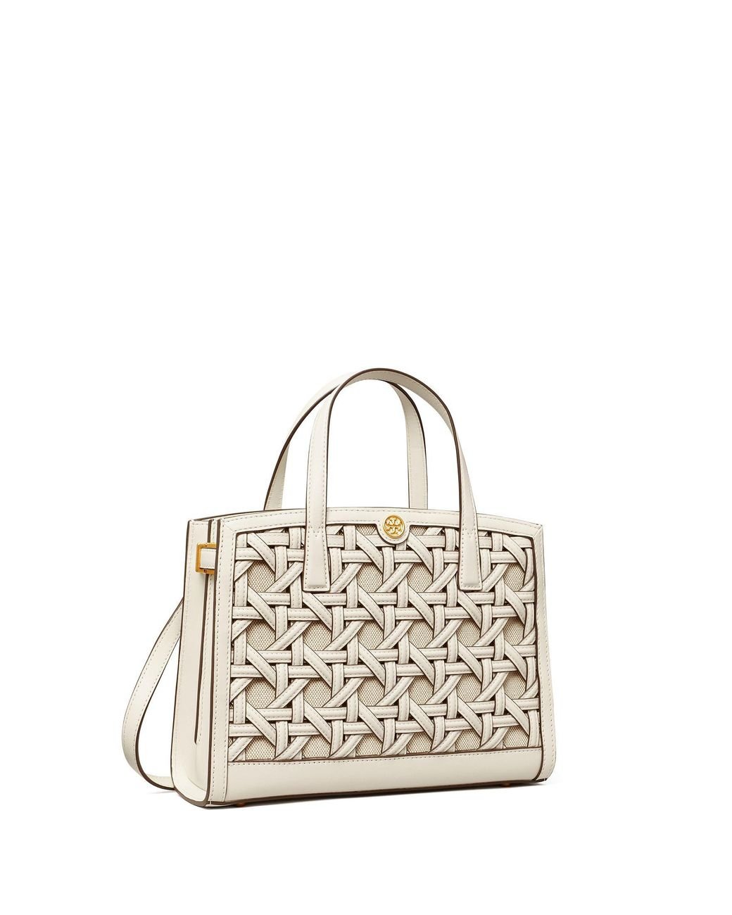 Tory Burch Walker Basketweave Small Satchel in White Lyst