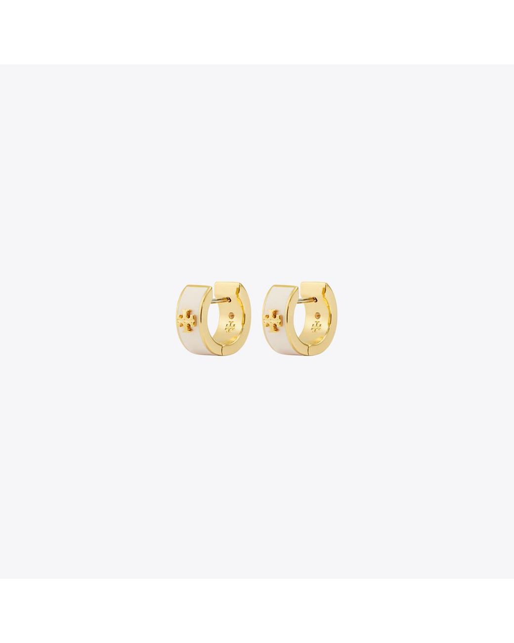 Tory Burch Metallic Icon Enamel Huggie Earrings