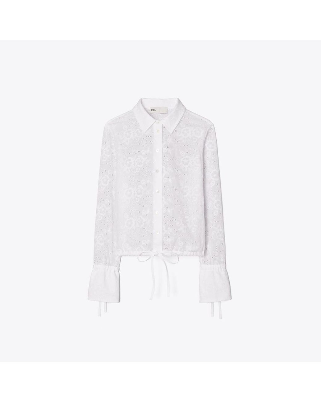 Tory Burch White Cotton Eyelet Blouse