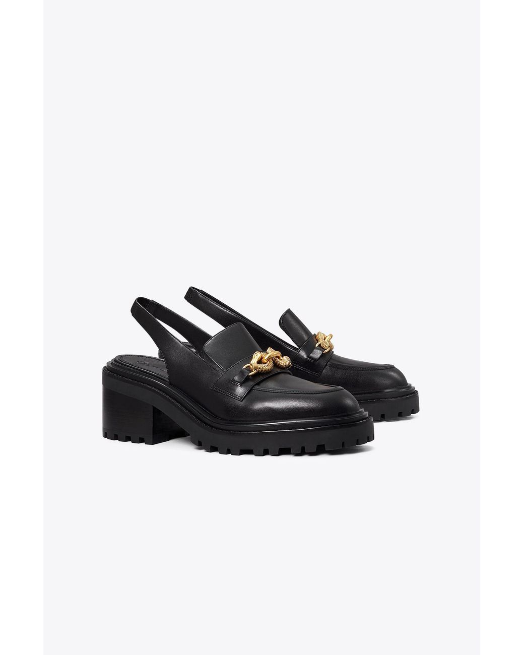 Tory Burch Jessa Lug Slingback Loafer in Black | Lyst