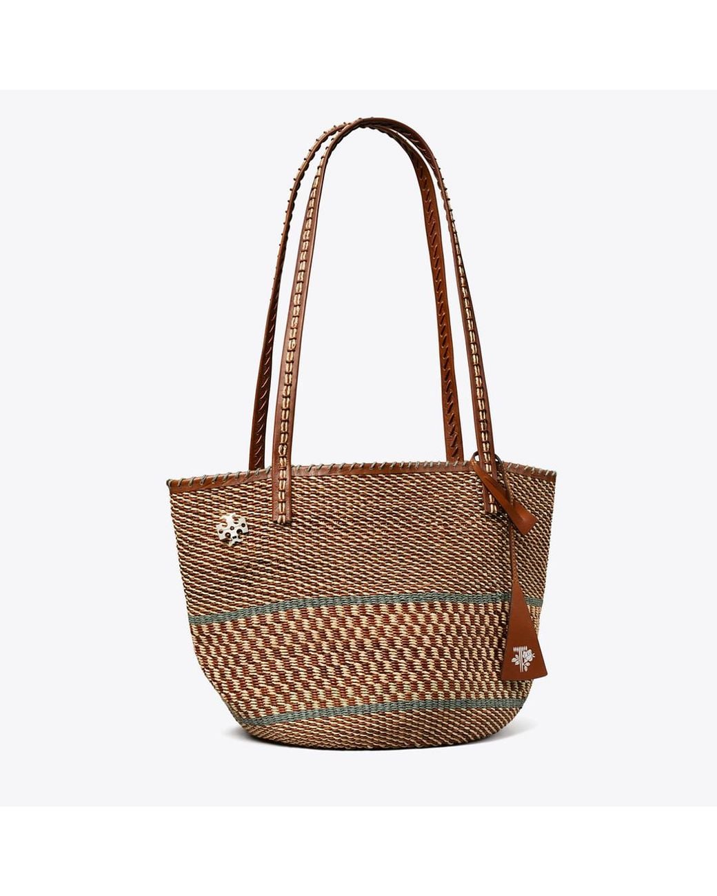 Tory Burch Brown Large Handwoven Basket Tote