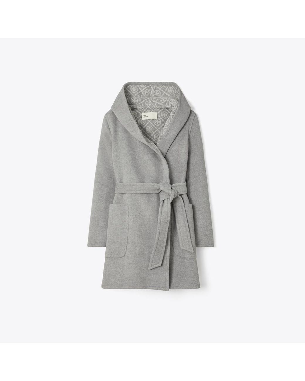 Tory Burch Gray Hooded Wool Coat