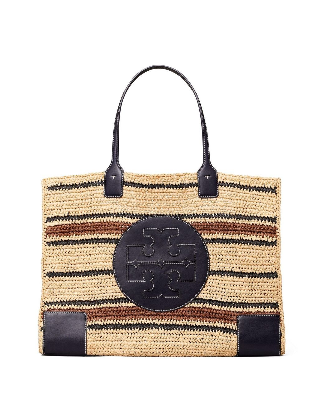 Tory Burch Ella Striped Straw Tote Bag in Blue | Lyst