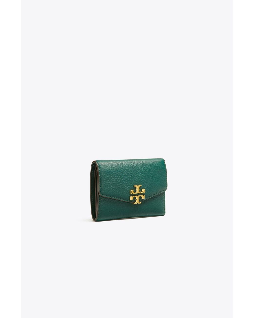 Tory Burch Kira Mixed-materials Medium Flap Wallet in Green