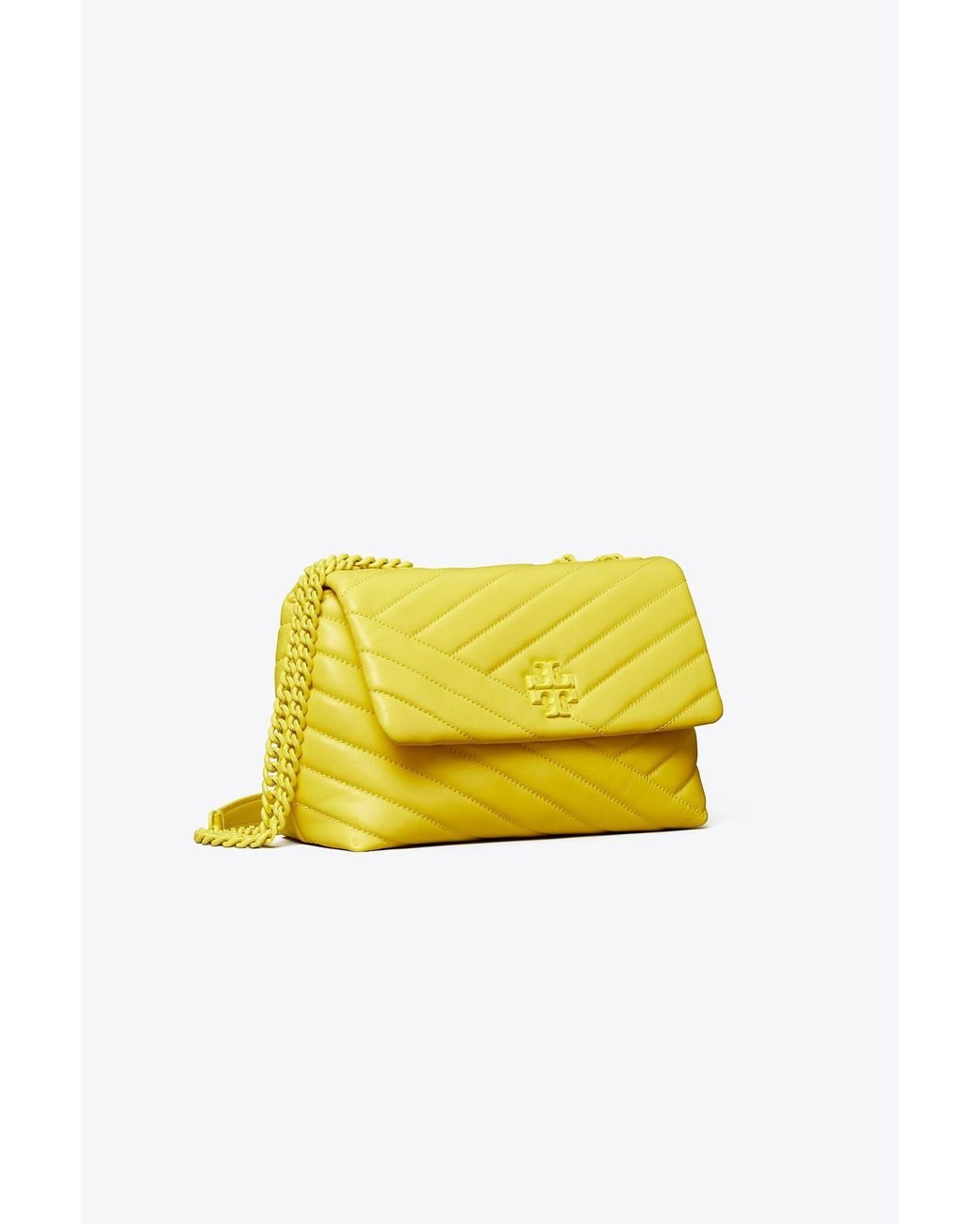 Tory Burch Kira Chevron Powder Coated Small Convertible Shoulder Bag in  Yellow