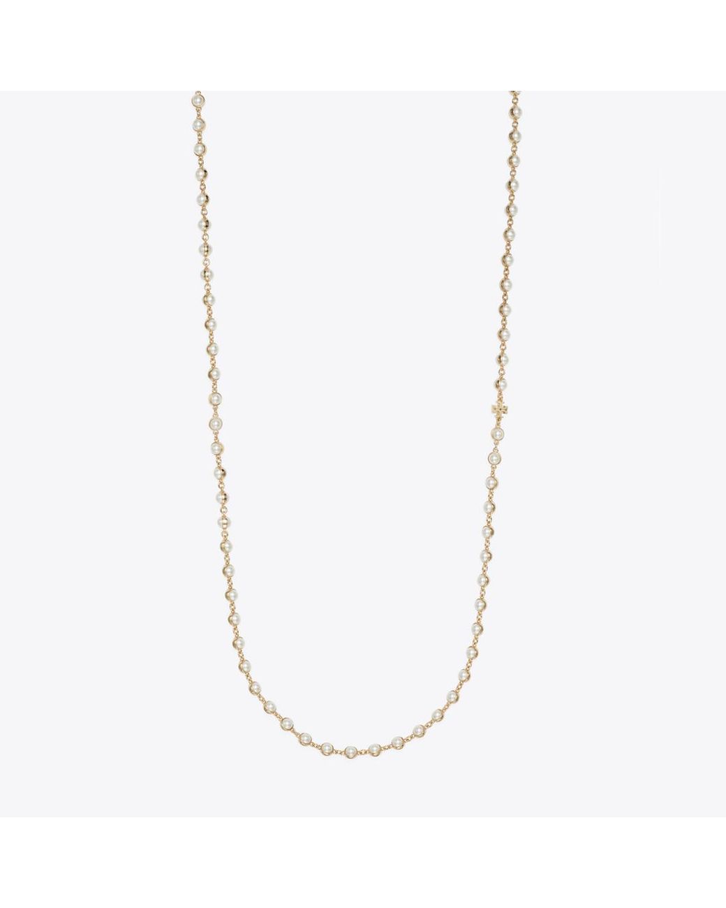 Tory Burch Metallic Long Pearl Necklace