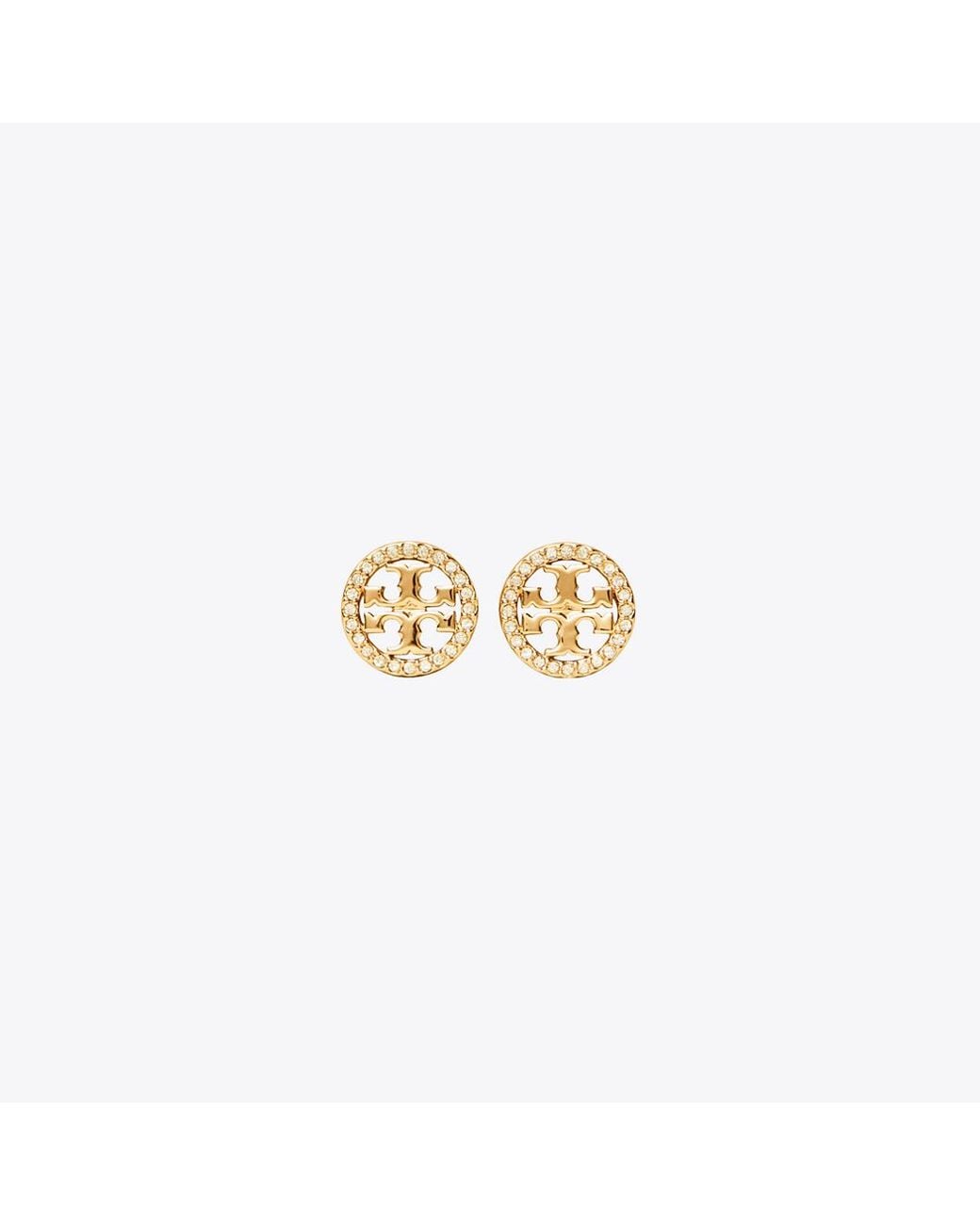 Tory Burch White Icon Pavé Stud Earrings