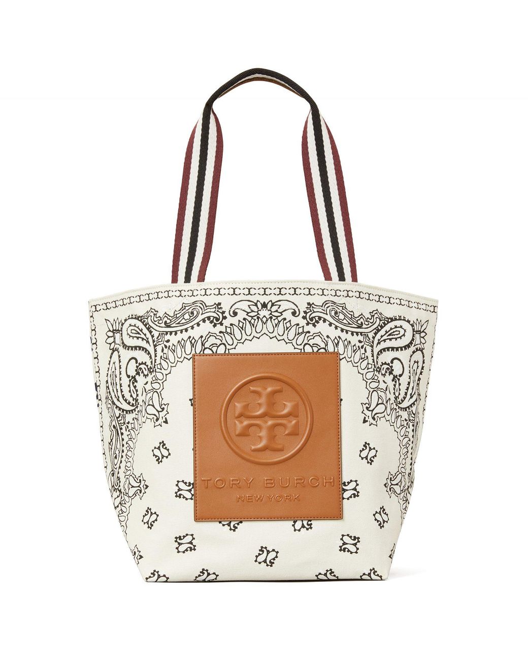 Tory Burch, Bags, Tory Burch Canvas Tote Curly Ribbon Swan Design On  Reverse Side 4 X 13
