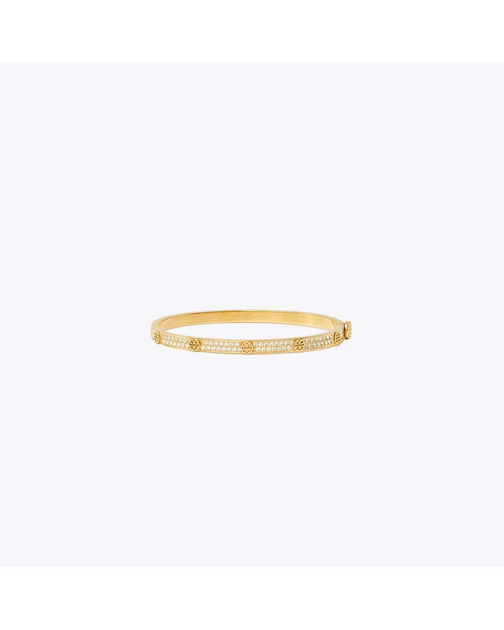 Tory Burch White Icon Pavé Thin Hinge Bracelet