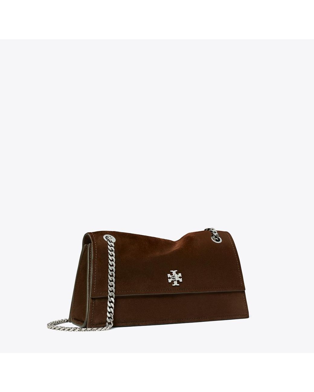 Tory Burch Brown Kira Turnlock Suede Shoulder Bag