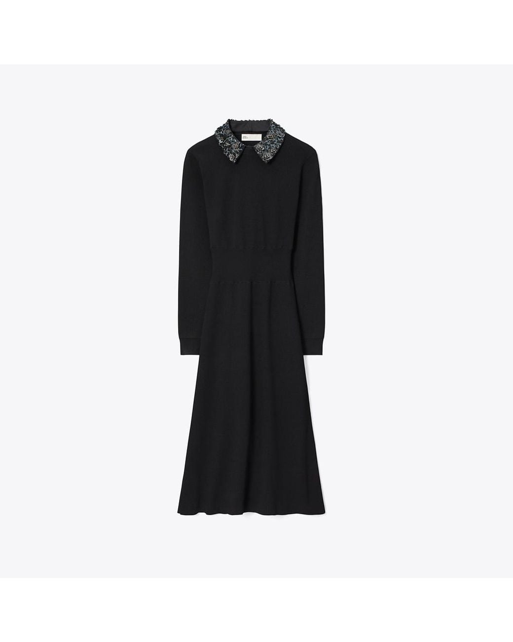 Tory Burch Black Embellished Collar Viscose Dress