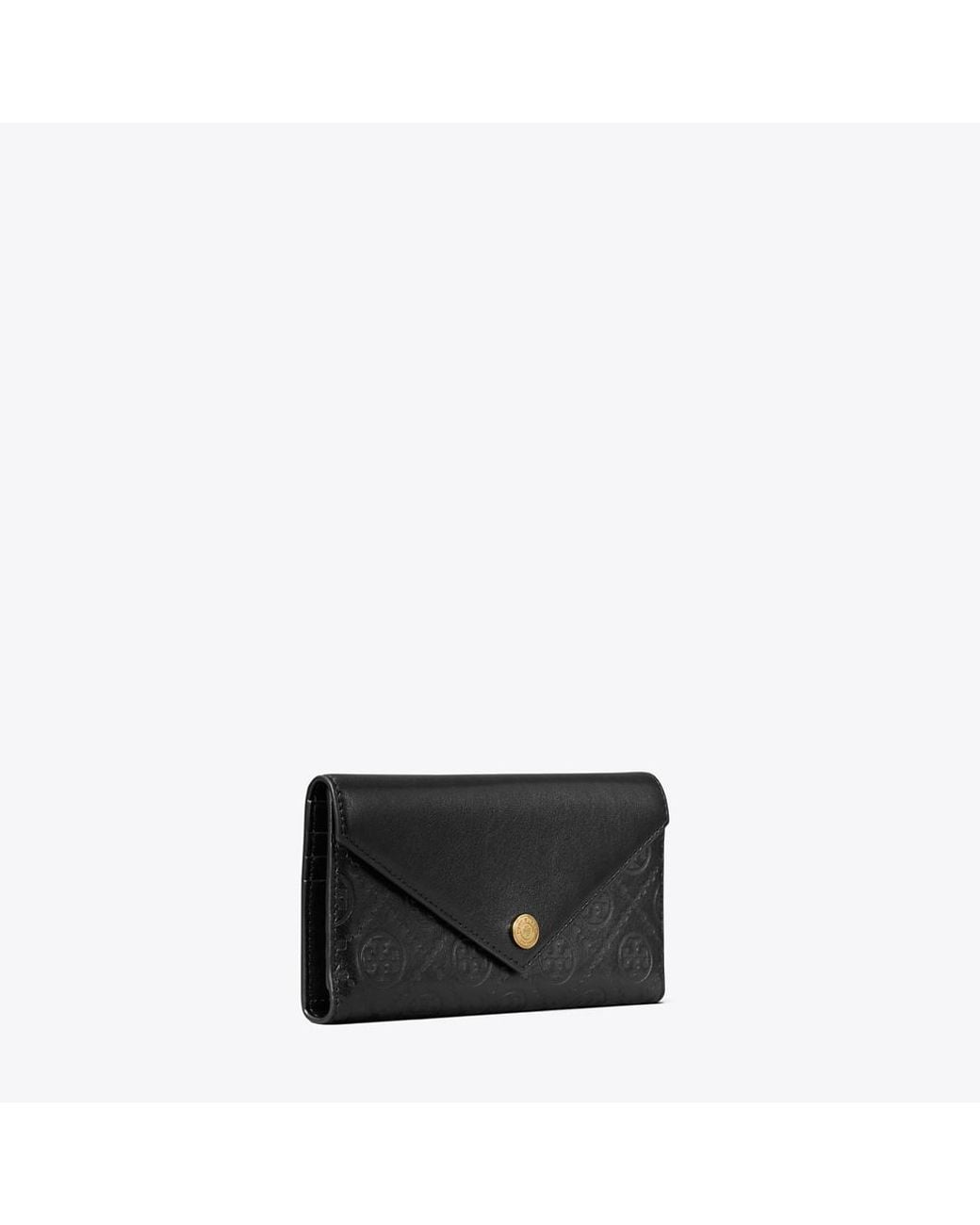 Tory Burch Black T Monogram Leather Envelope Wallet
