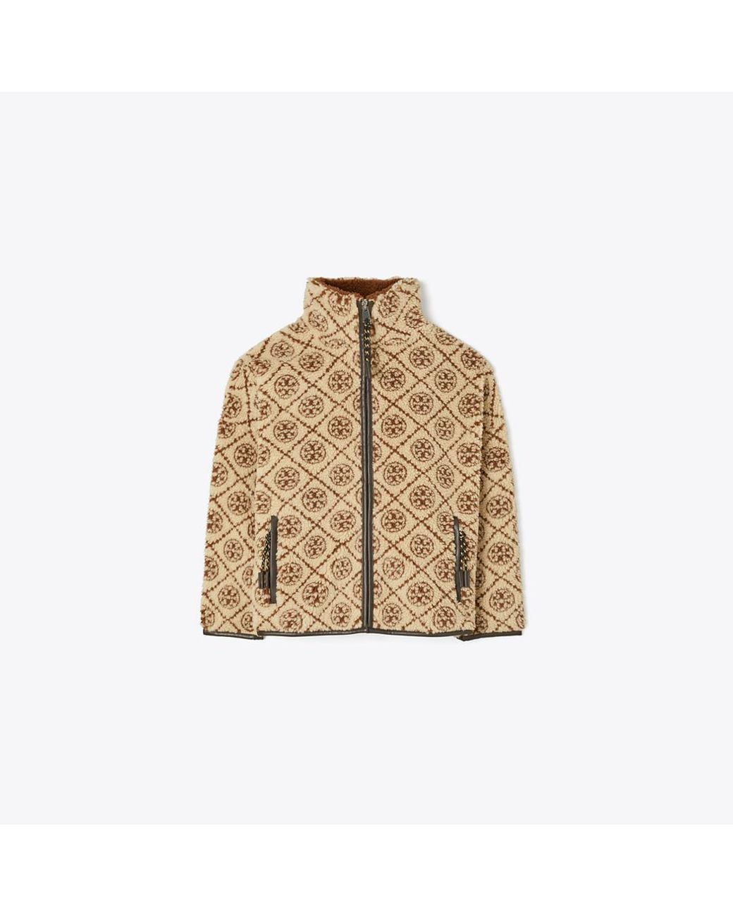 Tory Burch Natural T Monogram Fleece Jacket