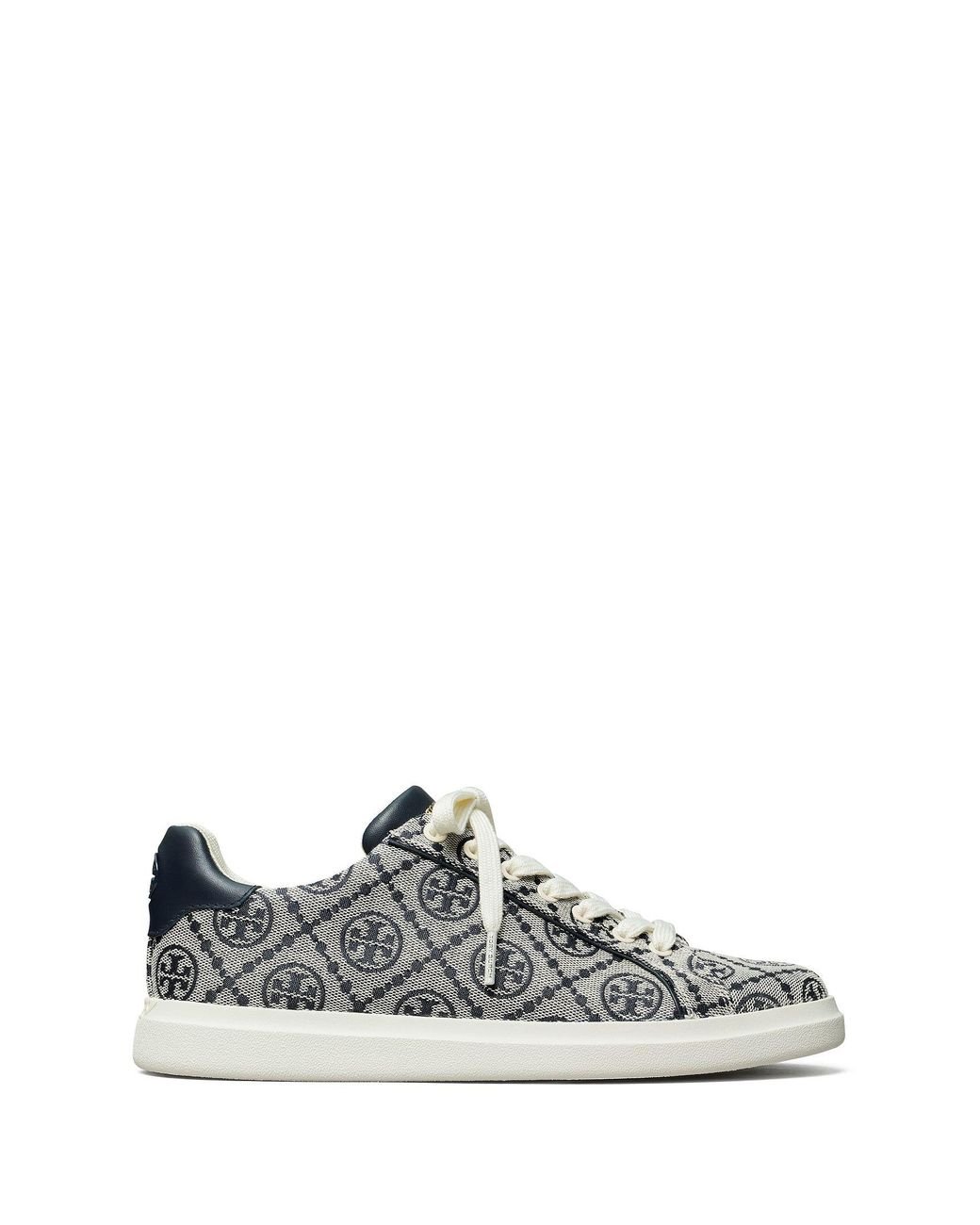 Tory Burch Leather Howell T Monogram Court Sneaker in Blue - Lyst