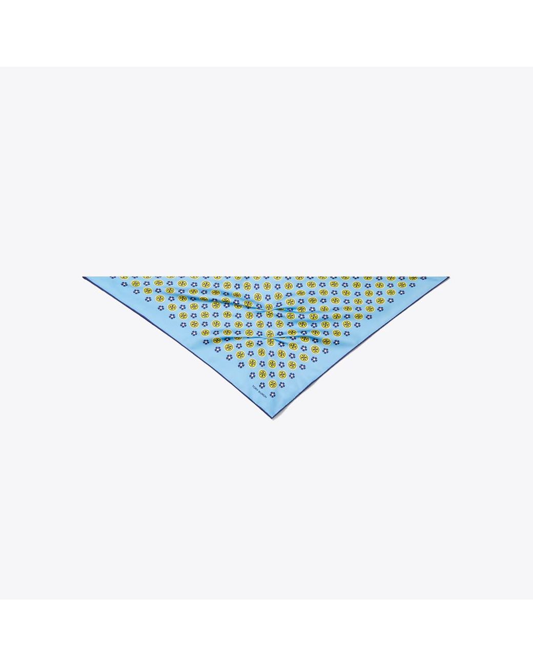Tory Burch Blue Floral Logo Triangle Scarf