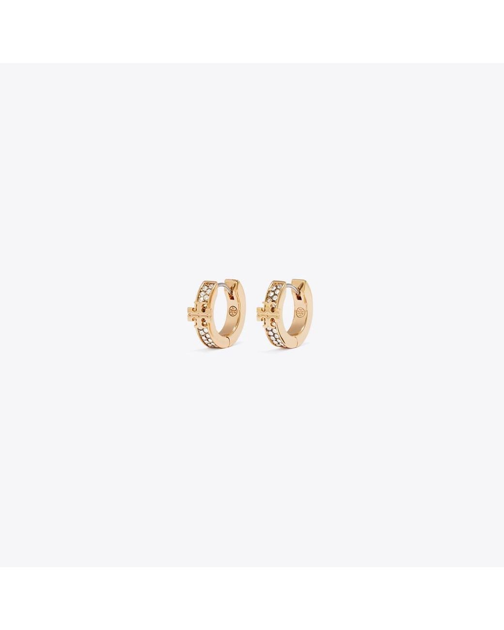 Tory Burch Metallic Icon Pavé Huggie Earrings