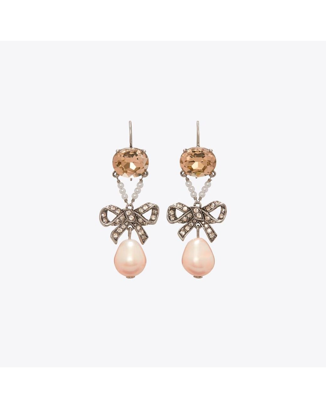 Tory Burch Pink Curiosity Ribbon Earrings