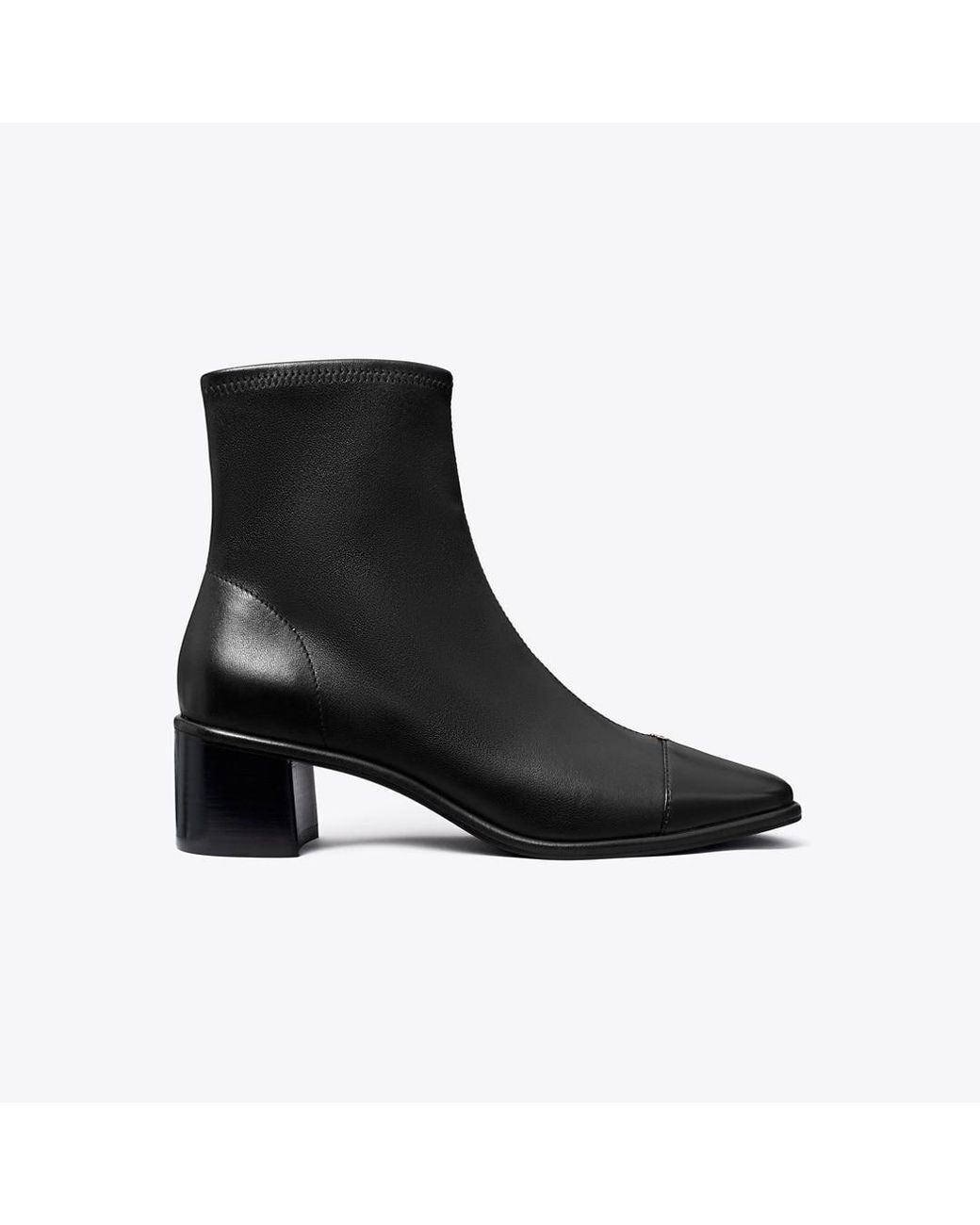 Tory Burch Black Cap-Toe Low-Heel Ankle Boot