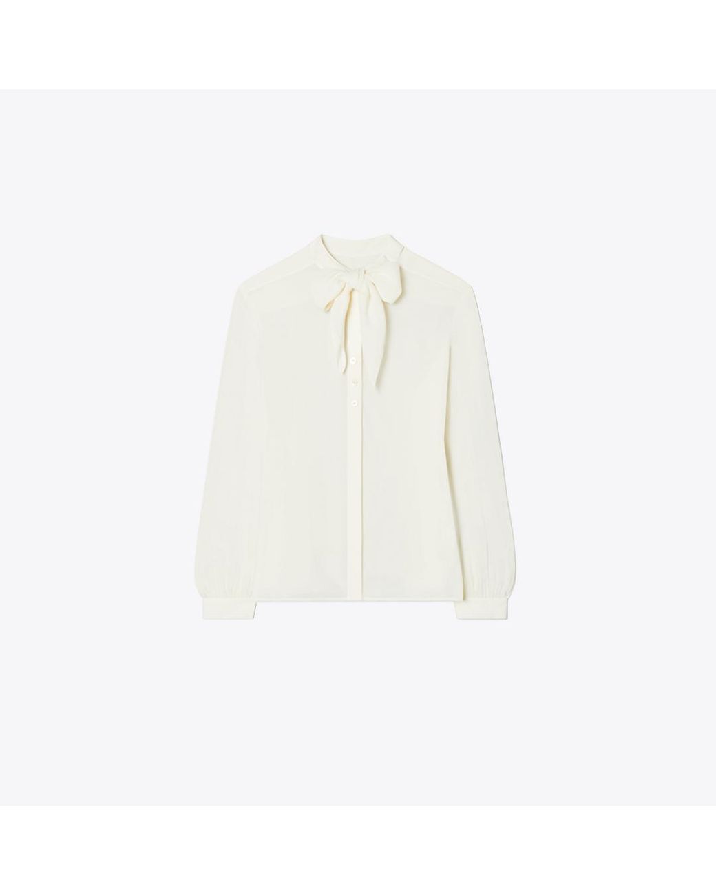 Tory Burch White Georgette Bow Blouse