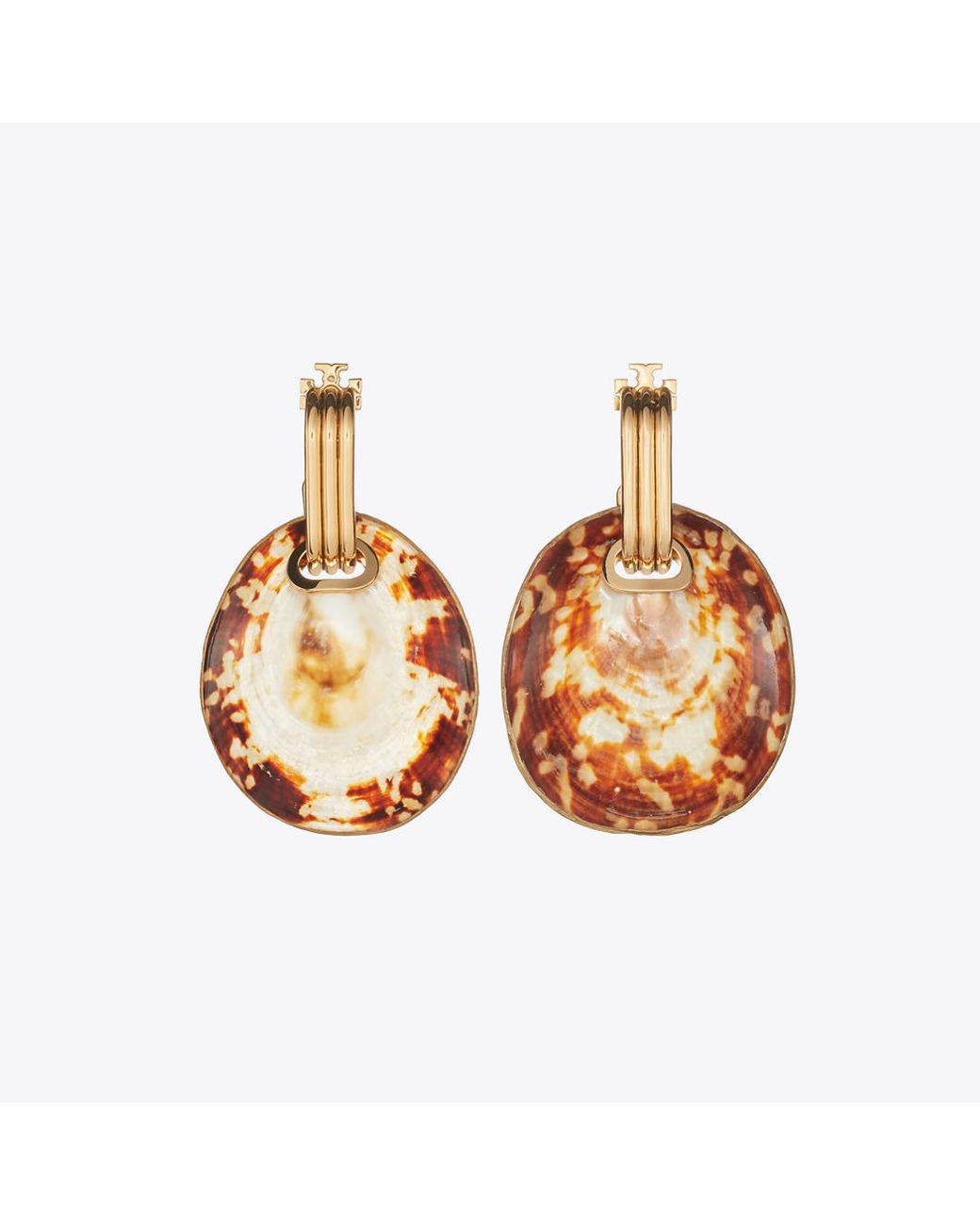 Tory Burch Metallic Runway Shell Drop Earrings
