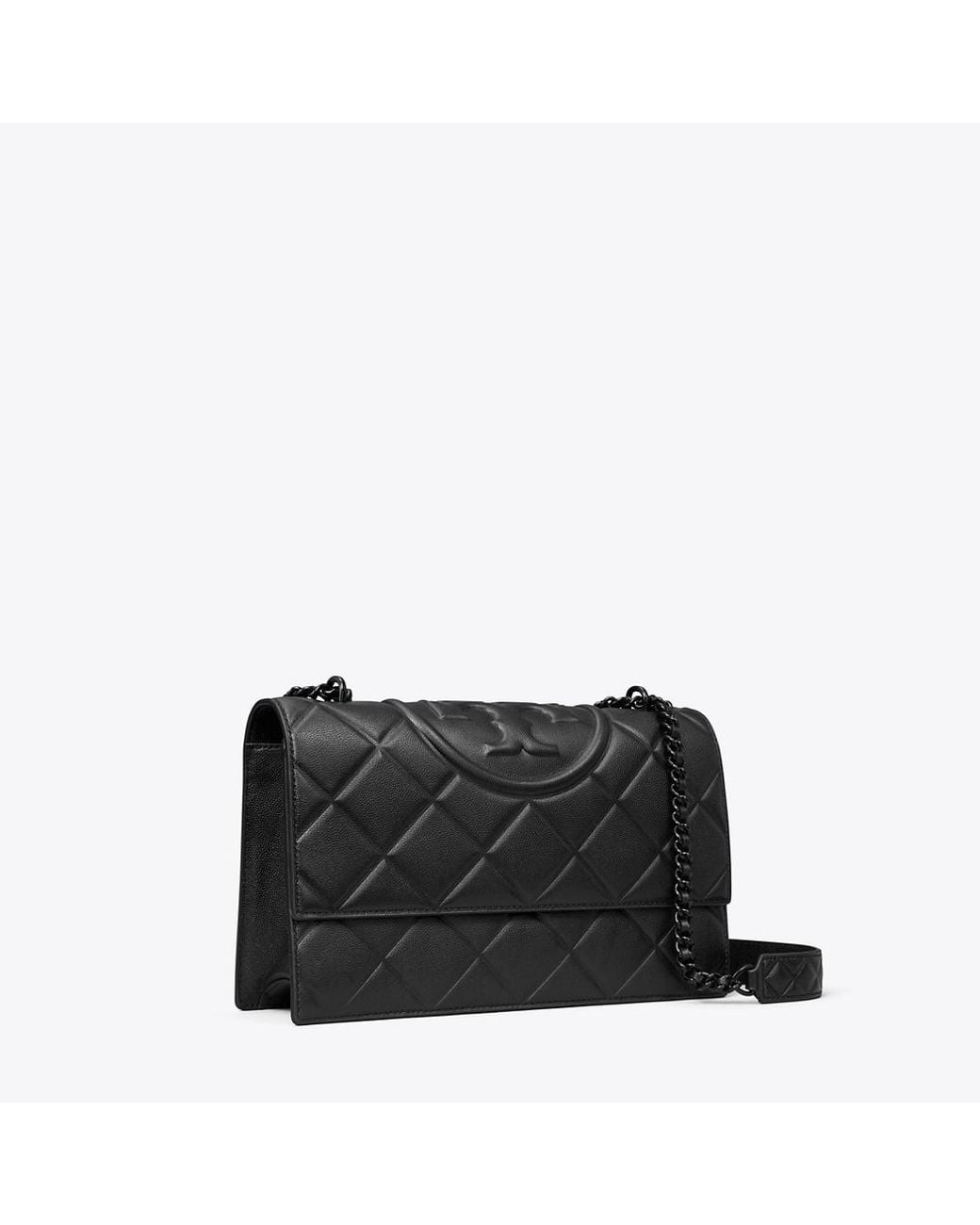 Tory Burch Black Fleming Polished-Grain Shoulder Bag