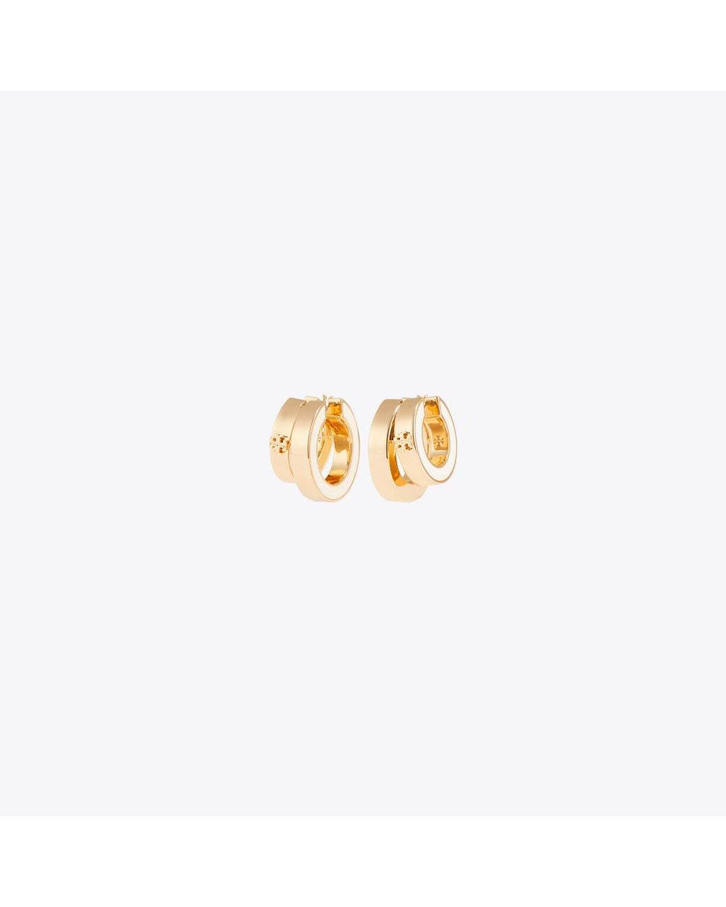 Tory Burch Metallic Icon Enamel Double Hoop Earrings