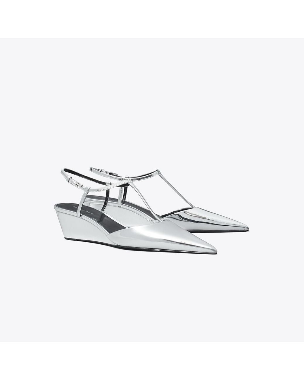 Tory Burch White Gigi T-Strap Wedge