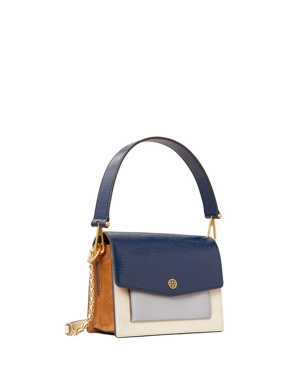 Tory Burch Robinson Colorblock Convertible Leather Shoulder Bag in Natural