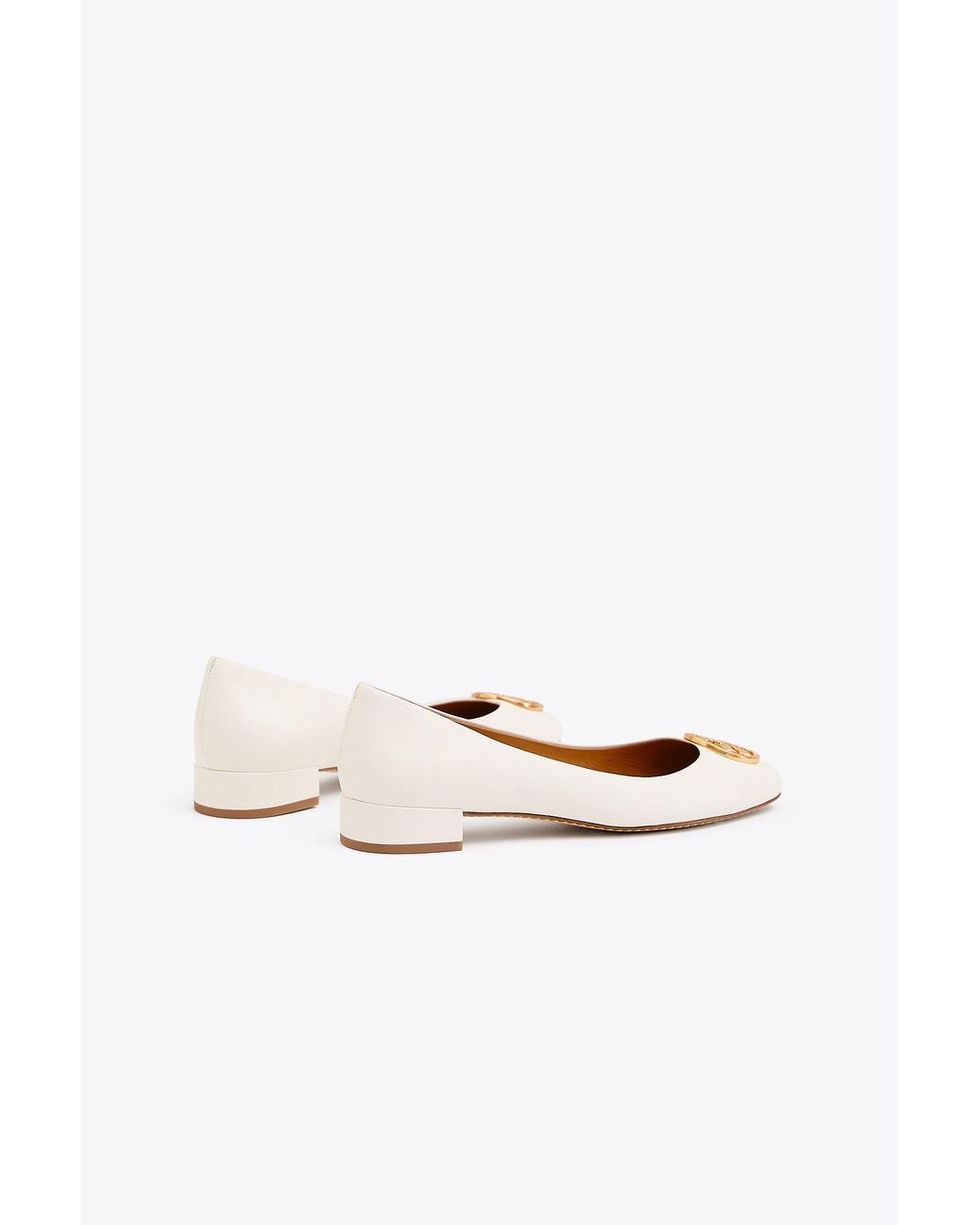 Tory Burch Chelsea Heelsed Ballet Flats in White Lyst