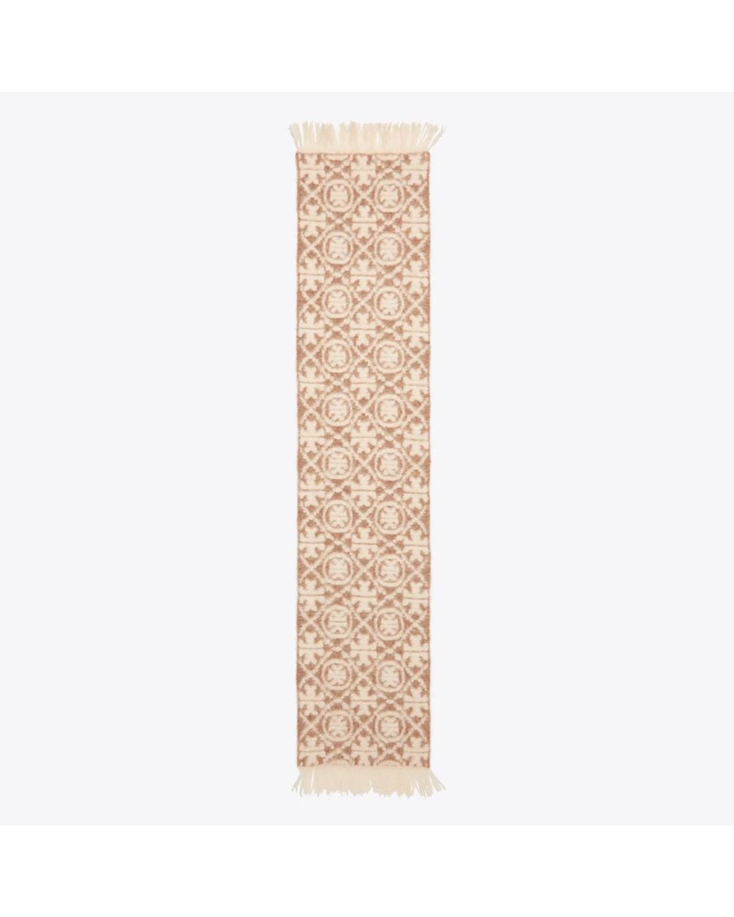 Tory Burch Natural Knit Brushed T Monogram Oblong Scarf
