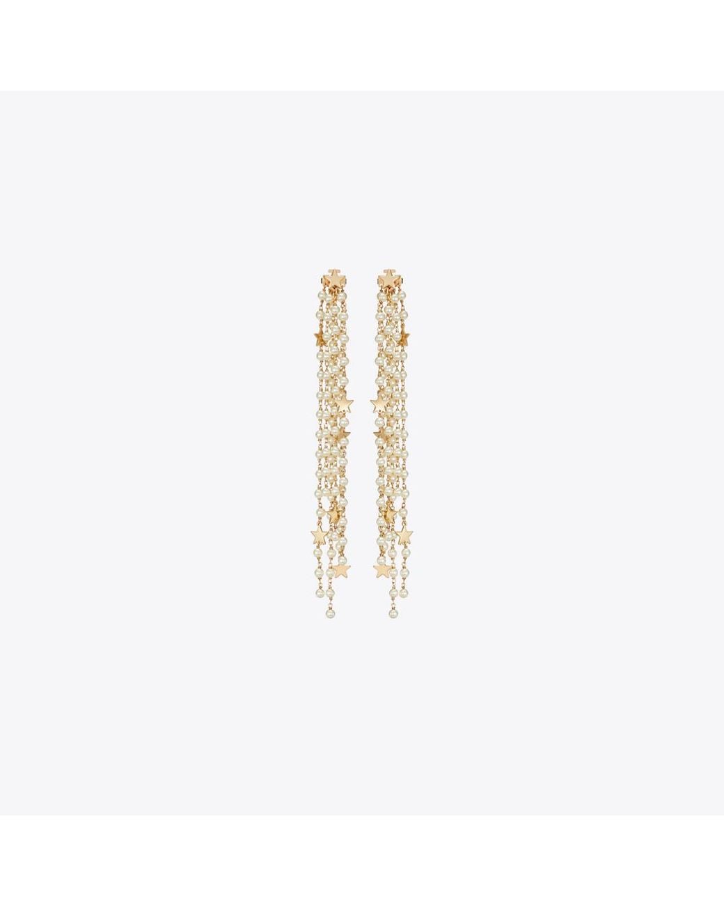 Tory Burch White Moondance Front Back Pearl Earrings