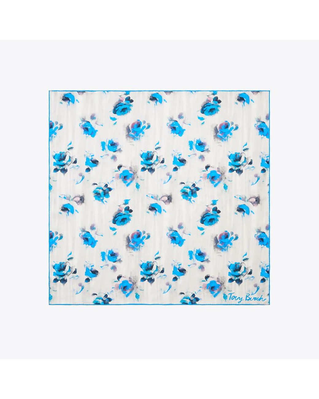 Tory Burch Blue Roses Neckerchief