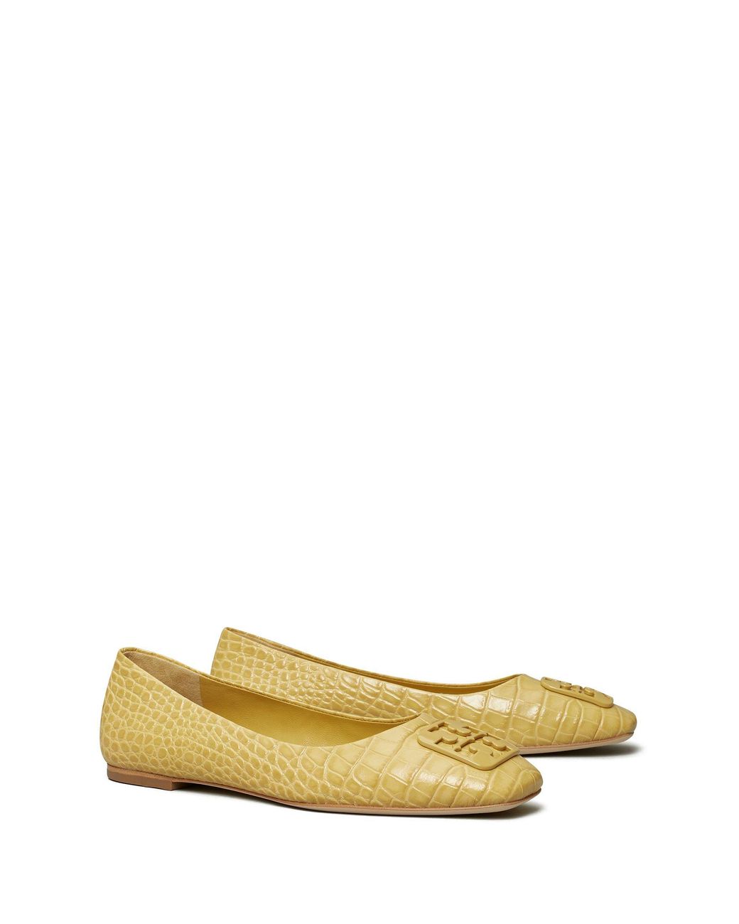 Tory Burch Leather Georgia Ballet Flat in Light Yellow (Yellow) | Lyst
