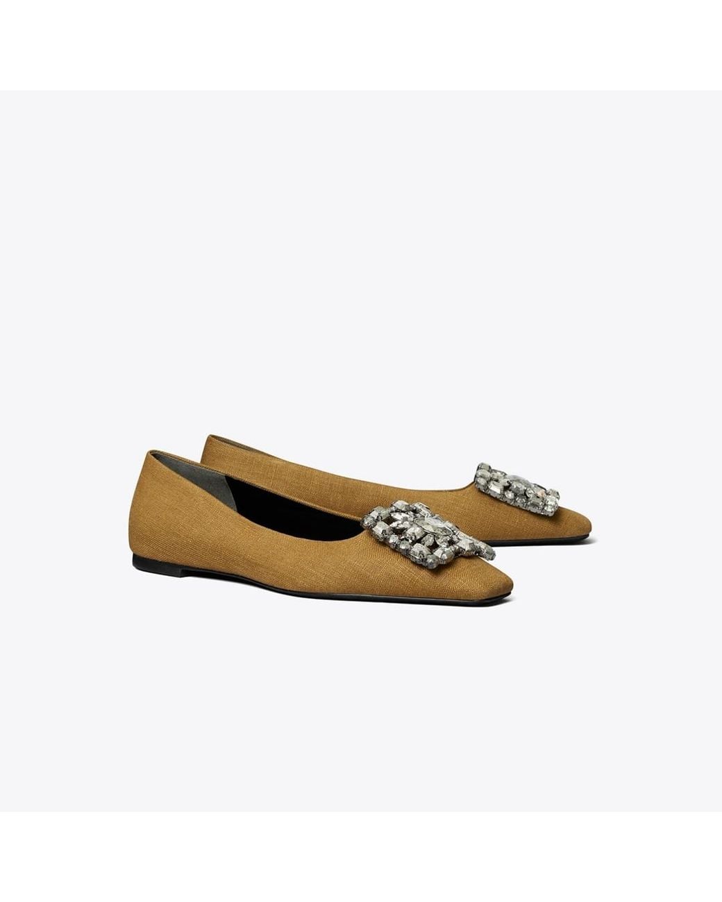 Tory Burch Yellow Georgia Crystal Ballet