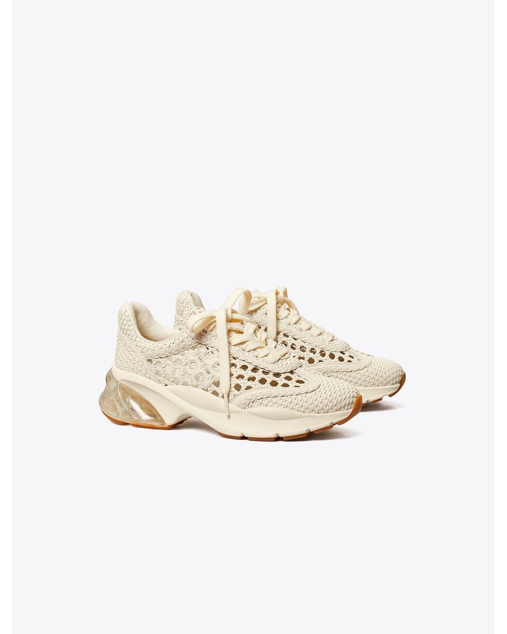 Tory Burch Good Luck Woven Trainer in White | Lyst
