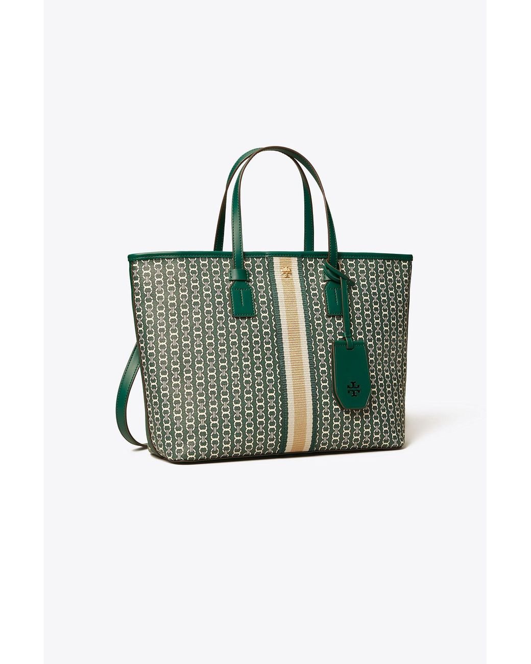 Tory Burch Gemini Link Canvas Small Top-zip Tote in Green | Lyst