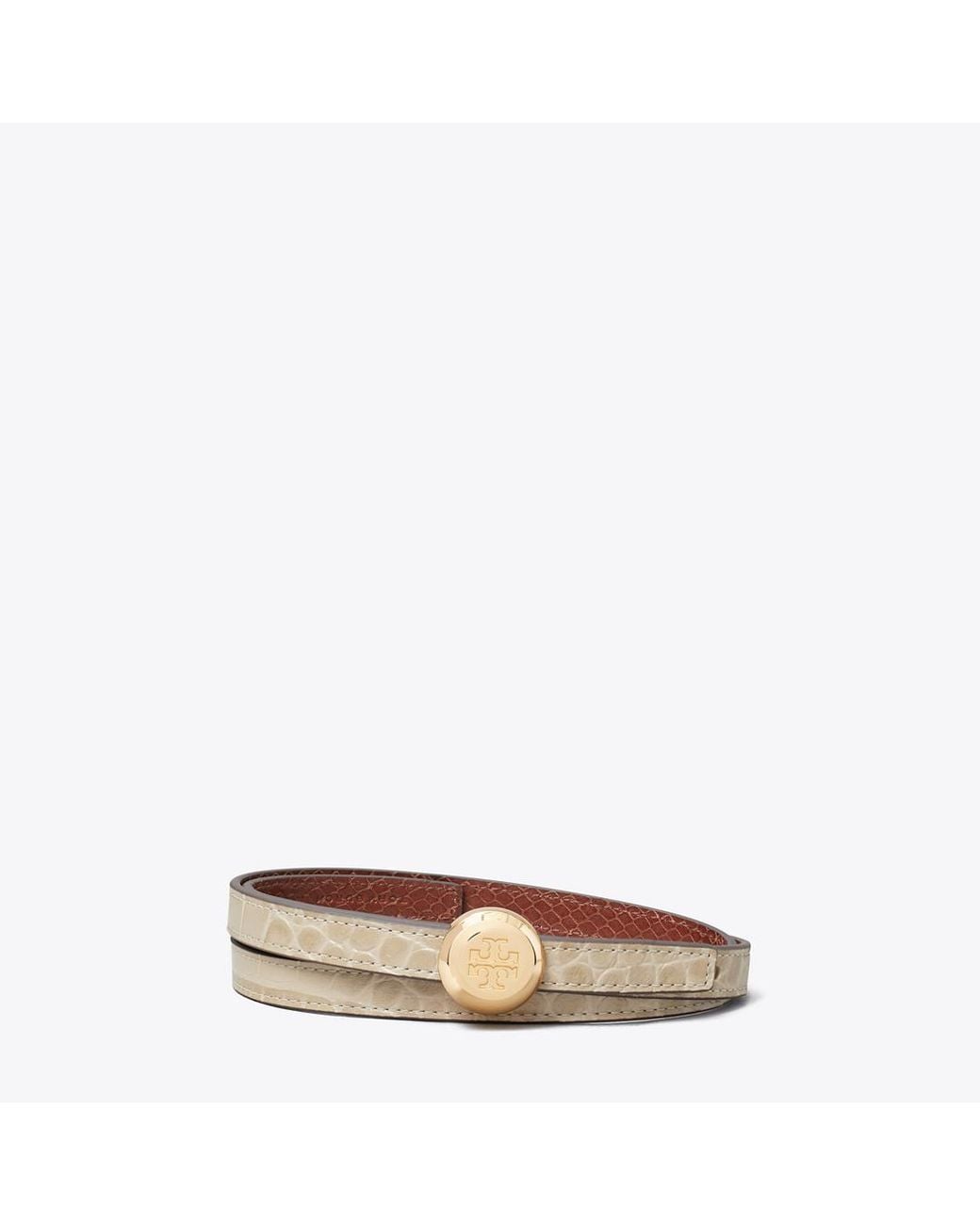 Tory Burch Brown Romy Croc-Embossed Reversible Belt