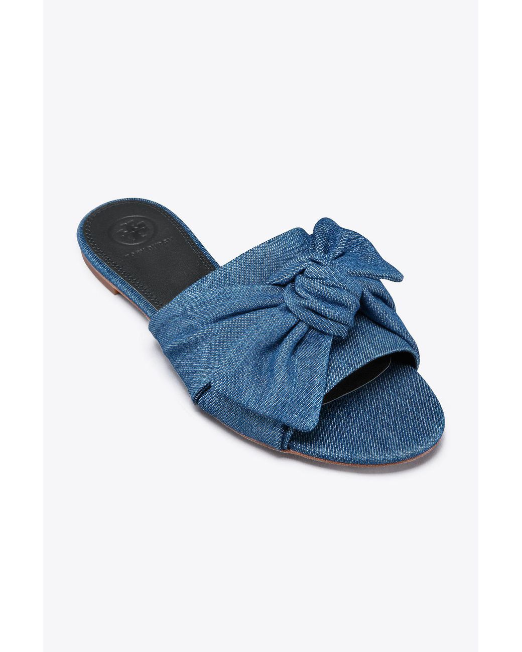 Tory Burch Annabelle Suede Bow Slide in Blue | Lyst