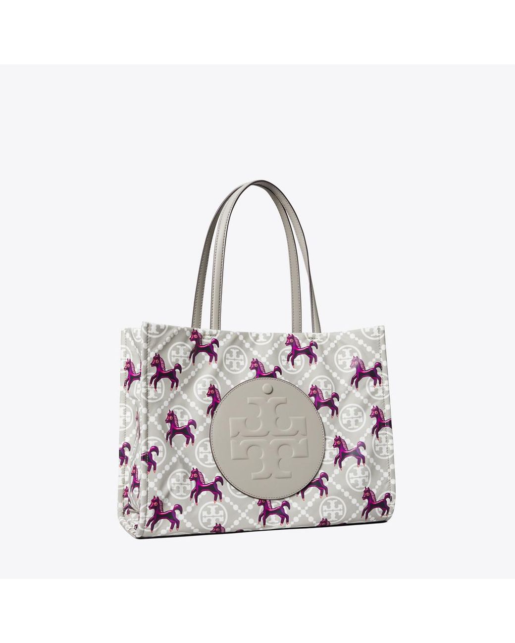 Tory Burch Gray Ella Horse Nylon Small Tote, One Size