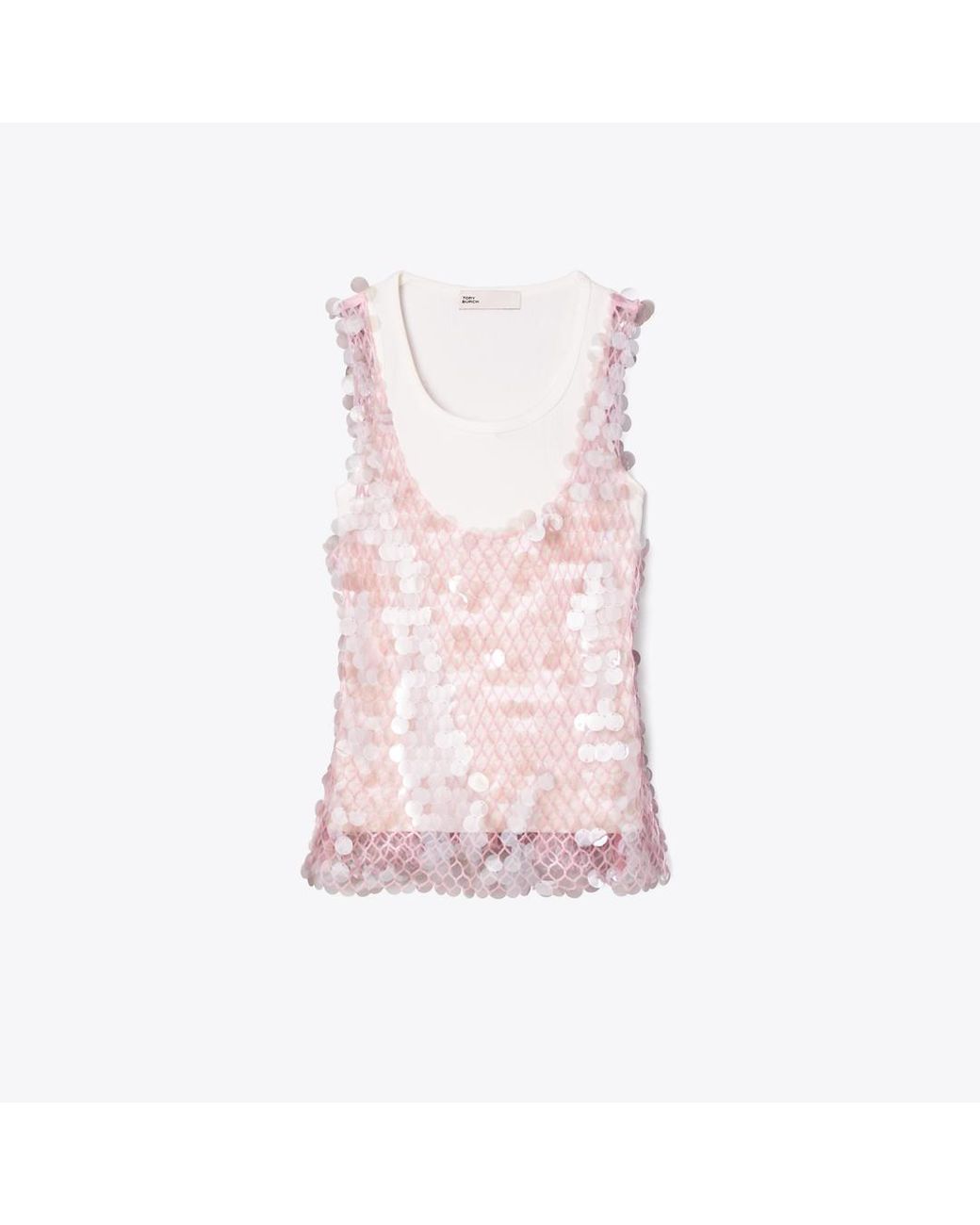 Tory Burch Pink Sequin Mesh Top