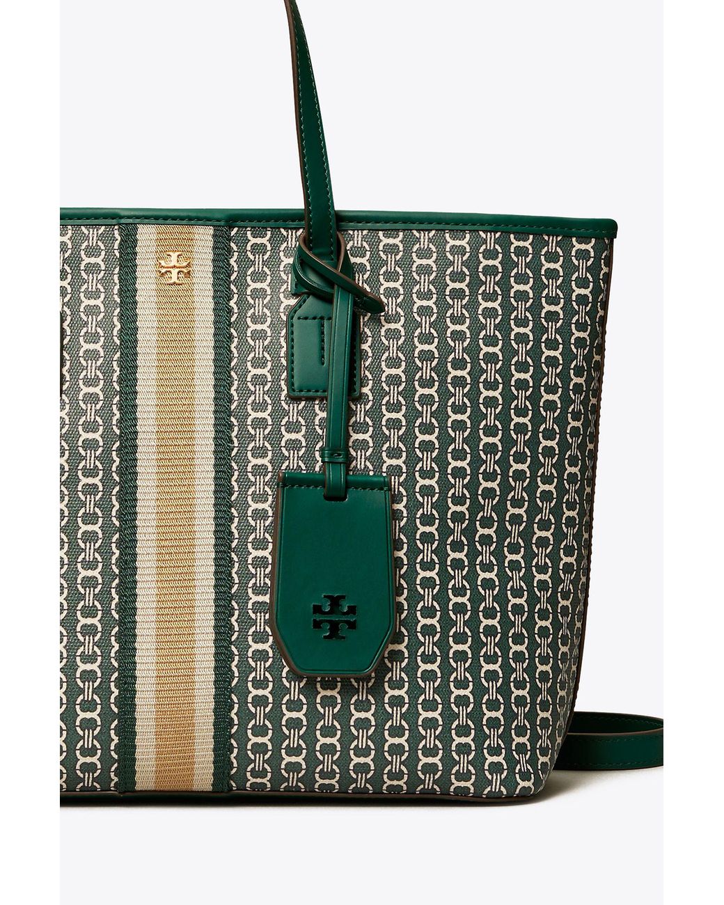 Tory Burch Gemini Link Canvas Small Top-zip Tote in Green | Lyst