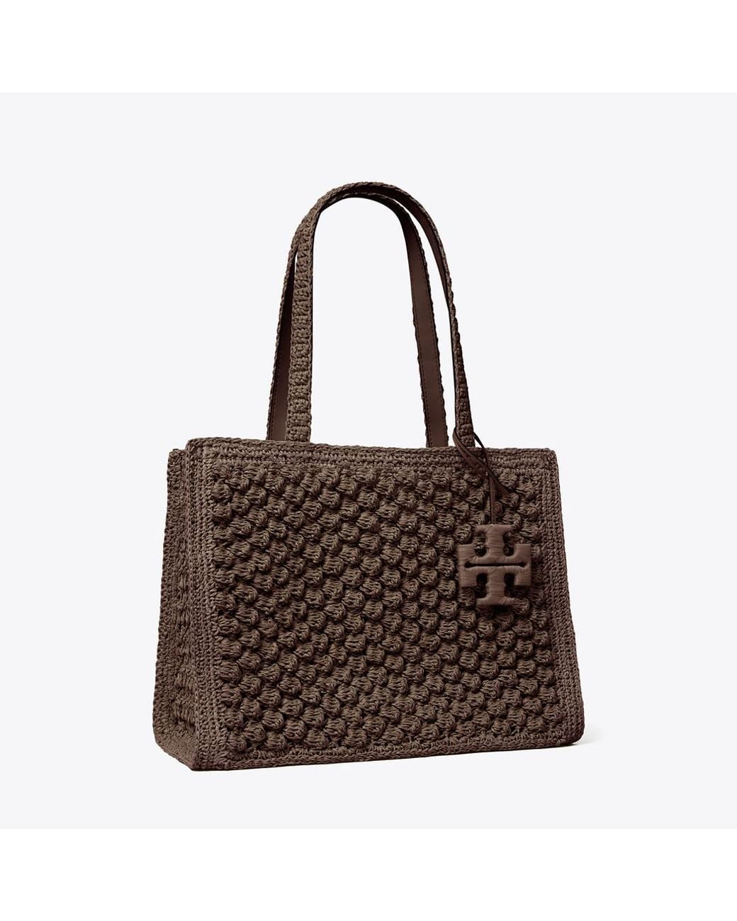 Tory Burch Brown Small Ella Hand-Crocheted Popcorn Tote