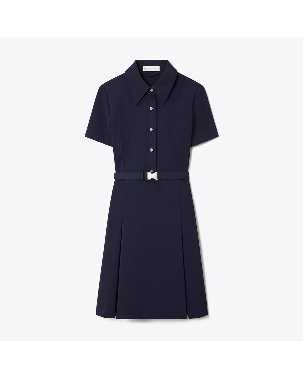Tory Burch Blue Short-Sleeve Pleated Golf Dress